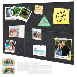 Filz Pinnwand Große Selbstklebend 30 * 30CM,Filz-Wandfliesen mit Pushpins,Filzboard Memotafeln Memo Boards Bulletin Board Wanddekoration für Büro Küche,Fotos Memos (Dunkelgrau -6 Stück)