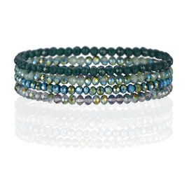 4 Stück Armband Damen Perlen,Freundschaftsarmbänder,Armbänder,Perlenarmbänder,Bettelarmband,Beautiful Mehrschichtiges Steine Bracelet,Geeignet Geschenk Für Zwischen aus Freundinnen Geburtstag(Grün)