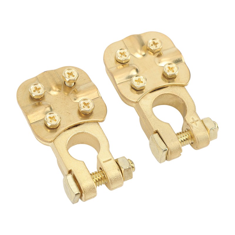 2Pcs Brass Battery Terminal Connector Car Top Post Clamp Set