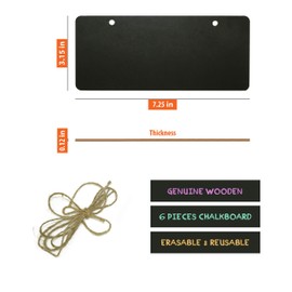 Chalkboard Hanging Signs Erasable Wood Rectangle Small Vintage Rustic Blackboard Message Memo Display for Wedding, Bar, Restaurant, Kitchen Pantry & Wall Decor, 6 Pack