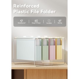 Ansook Plastic Hanging File Folders Letter Size,Heavy Duty 2" Extra Capacity File Folder with Tabs,12 Pack File Cabinet Folders for Documents,Morandi Colored File Folders for Home and Office Bulk File