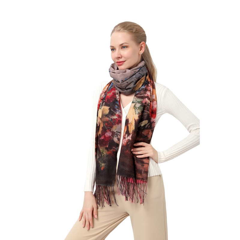 XINYUN - Bufanda de moda para mujer con borla impresa