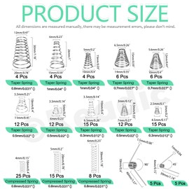 Keadic 138 Pce Conical Spring Compressed Spring Assorted Set, 304 Stainles Steel Metal Taper Conical Spring Compression Small Springs Compression,Taper Spring Release Compression Tower Spring