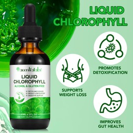 Liquid Chlorophyll Drops, 60ML Natural Chlorophyll for Internal Detox & Cleanes, Energy Booster, Digestion Supports Mint Flavour