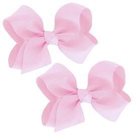 WD2U Girls Set of 2 Small Grosgrain 3" Pigtail Hair Bows French Clip Barrettes Metal Grey