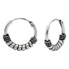 12mm Sterling Silver Balinese-Style/Tribal-Style Tiny Endless Hoop Earrings for Cartilage,