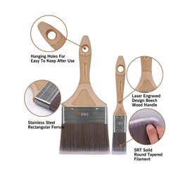 ROLLINGDOG 2PC Large Paint Brush - Fence Paint Brushes for small Edging Painting or Large Surface Decorating(30mm,100mm)