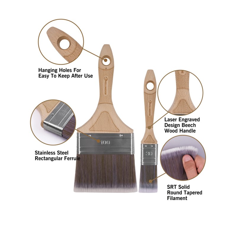ROLLINGDOG 2PC Large Paint Brush - Fence Paint Brushes for