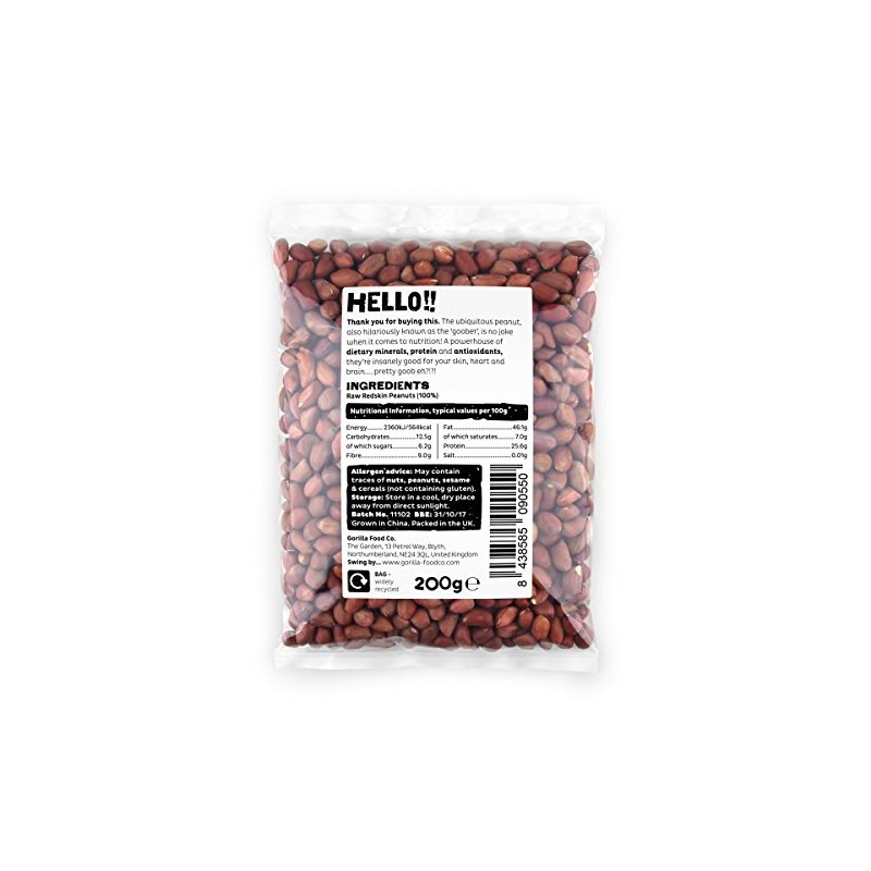 Gorilla Food Co. Redskin Peanuts Whole - 200g