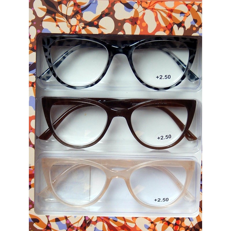TAHARI 3-PACK PREMIUM READING GLASSES READERS +2.50 MULTI COLOR NEW