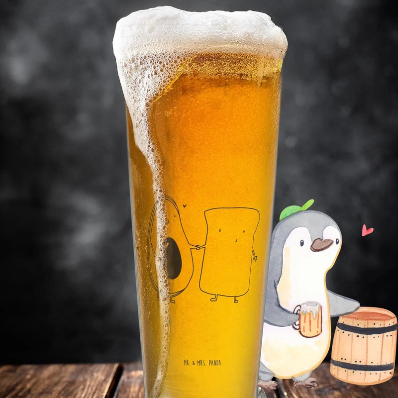 Mr. & Mrs. Panda Bierglas Avocado Toast - Geschenk, Verlobt,