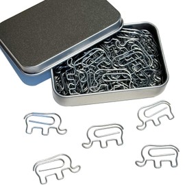 Cute Elephant Shaped Paper Clips Bookmarks, Funny Office Supplies Elephant Gifts for Women Men Coworkers Teachers Students, Silver 60 PCS