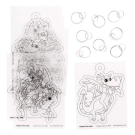 Baker Ross Dragon Shrink Art Keyrings - Pack of 8, Chinese New Year Craft Kit, Crafts for Kids (FE249)