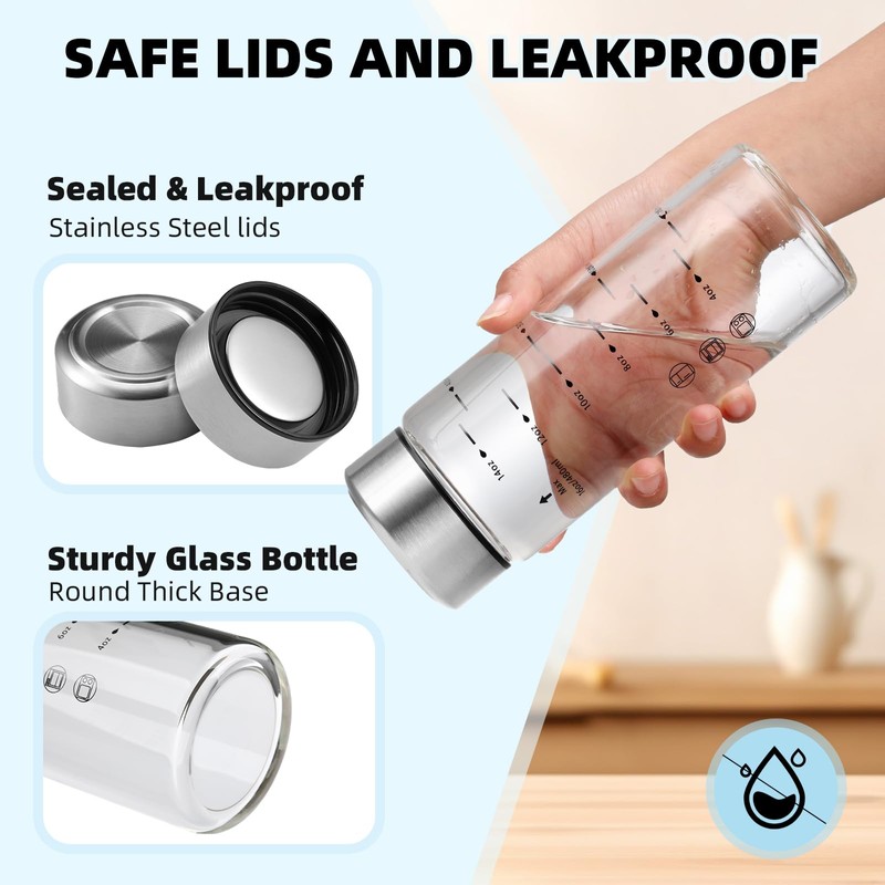 Glass Juice Bottles 4 Pack 16 oz - Wide Mouth