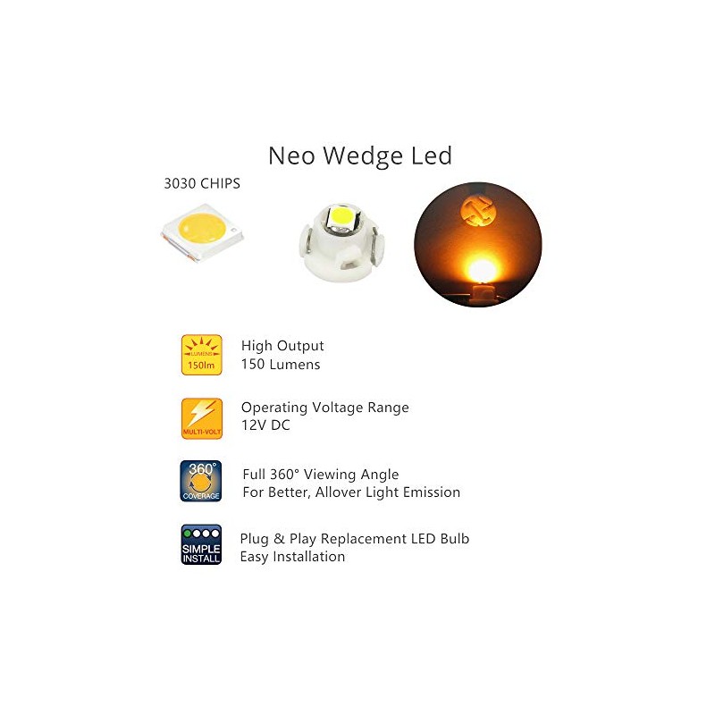 WLJH Yellow Climate Control Panel Lights A/C Dashboard Dash Heater