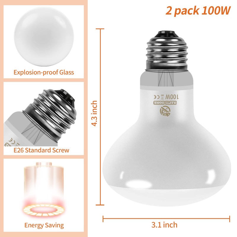 New Upgrade Reptile Heat Lamp Bulb (3rd Gen No Broken),