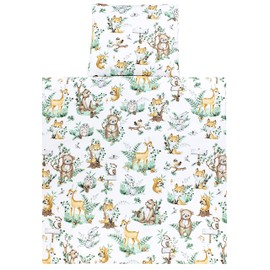 TupTam Baby Crib Pram Bedding Set Duvet Pillow - 4 pieces, Animals in leaves, 80x80 cm