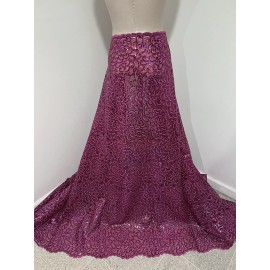 wowfabric4less123 Fuchsia Pink Multicolor SEQUINS Embroidery Lace fabric 50” Width 1 Yard