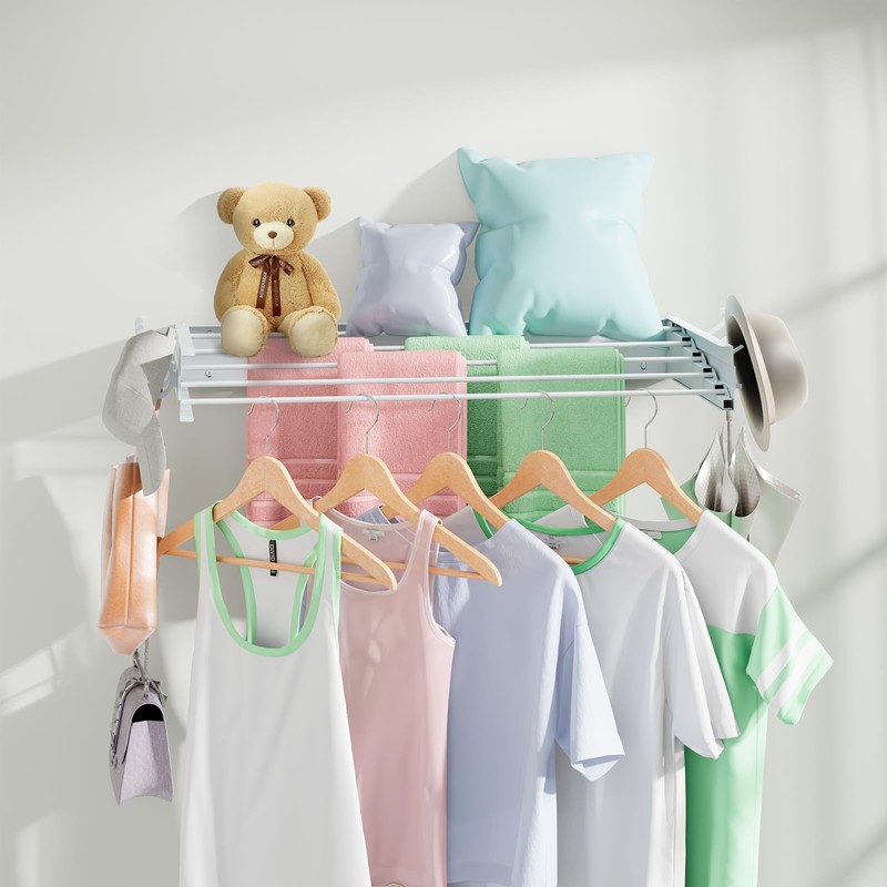 BAKON Clothes Drying Rack Wall Mounted 40", Laundry Clothes Drying