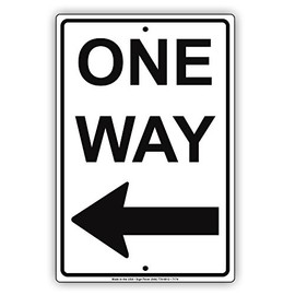 One Way Left Arrow Pointer Warning Notice Plate Aluminium Metal 8"x12" Sign