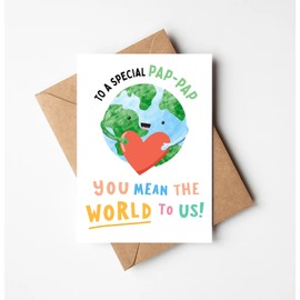 OwingsDesignsPerfect To A Special Pap-Pap You Mean The World To Us Card - Cute Happy Birthday Card For Pap-Pap - I Love You Card - Greeting Card For Father's Day - Birthday - Anniversary - Holiday