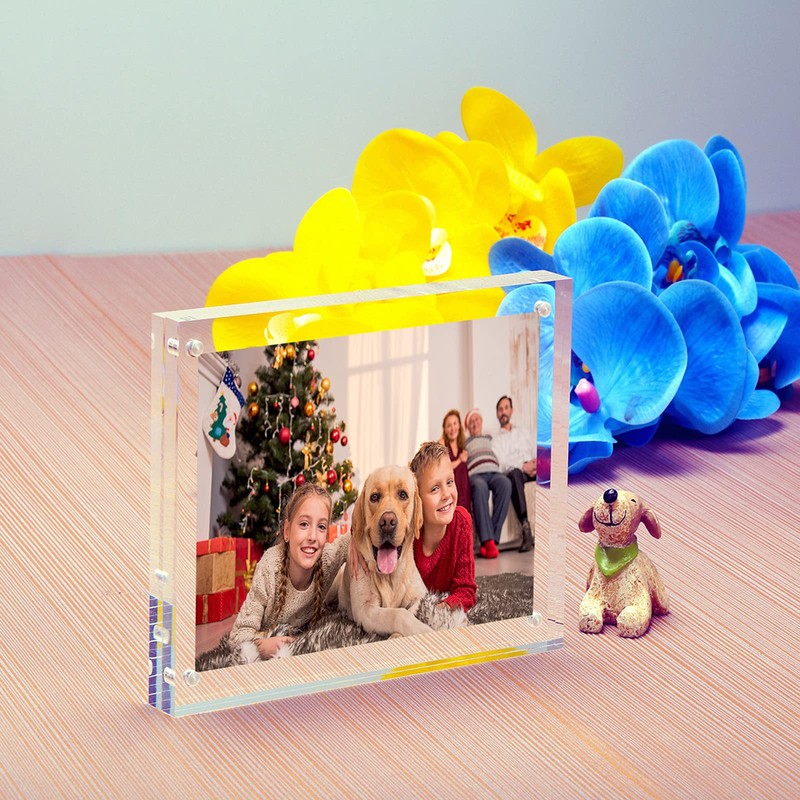 NIUBEE 4x4 Acrylic Frames 5 Pack, Double Sided Clear Picture