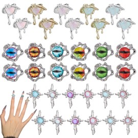 HOBBIESAY 34Pcs Eye Nail Charms 17 Styles Cross Nail Charms 3D Eyeball Nail Charm Alloy Nails Art Decoration for Nails Art Supplies Manicure Craft DIY