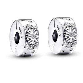 Fokroin Women's 925 Charm Pendant, Women's Bracelet Necklace Pendant Set, Compatible with Pandor European Bracelets and Necklaces, Pack of 2, 925 Sterling Silver and Zirconia, 925 Sterling Silver and