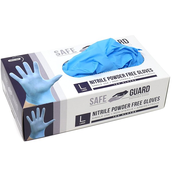 Safeguard Nitrile Disposable Gloves, Powder Free, Food Grade Gloves, 1count (SYNCHKG082507)