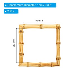 PATIKIL 4x4 Inch Bamboo Purse Handles, 2 Pcs Square Replacement Handmade Rings for Tote Bag Purse Making Decorations, Wood