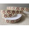 5/8” Owls Grosgrain Ribbon By The Yard - Cream