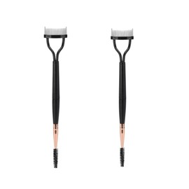 Mythya Peine de Pestañas 2 en 1, Separador de Pestañas Plegable, Rizador de Pestañas, Aplicador de Rímel, Cepillo para Pestañas y Cejas, Negro, 2 Piezas