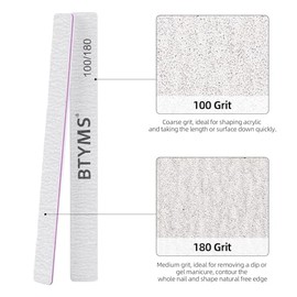 BTYMS 30 unidades de limas de uñas de grano 100/180 y pulidoras profesionales de doble cara, herramienta de manicura para uñas acrílicas