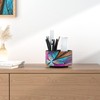Czzmy Round Leather Art Supply Organizer,Remote Control Holder,360 Degree Spinning,Multi-Functional
