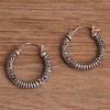NOVICA Artisan Handmade .925 Sterling Silver Hoop Earrings from Bali