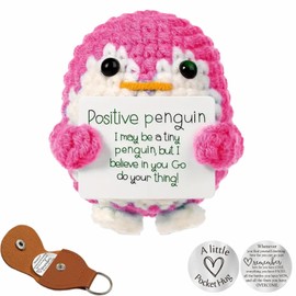 Positive Penguin, Pocket Penguin, Emotional Support Penguin, Emotional Support Plush, Emotional Support Gift, Positive Gifts, 1 Decision Coin with Leather Cover, Perfect for Decorating or Gift