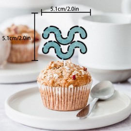 18pc Blue Glitter Constellation Sign Dessert Cupcake Topper Pick for Horoscope Astrology Theme Decorations Men Women Happy Birthday Party Decor Supplies