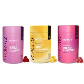 Biotics2 Probiotic Gummies – 3-in-1 Feminine Support (Bloom10, Flora12, Peach8) | Vegan, Sugar-Free, Daily Wellness with 2–8B Probiotics & Herbal Blend