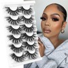 E EMZHOLE Mink Lashes Wispy False Eyelashes Cat Eye Lashes