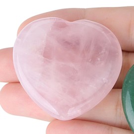 GUJOXILA Rose Quartz Worry Stone Stress Relief Healing Crystals Gemstones Gifts for Women Heart Gift Meditation Polished Reiki Balancing Pocket Massage Crystal
