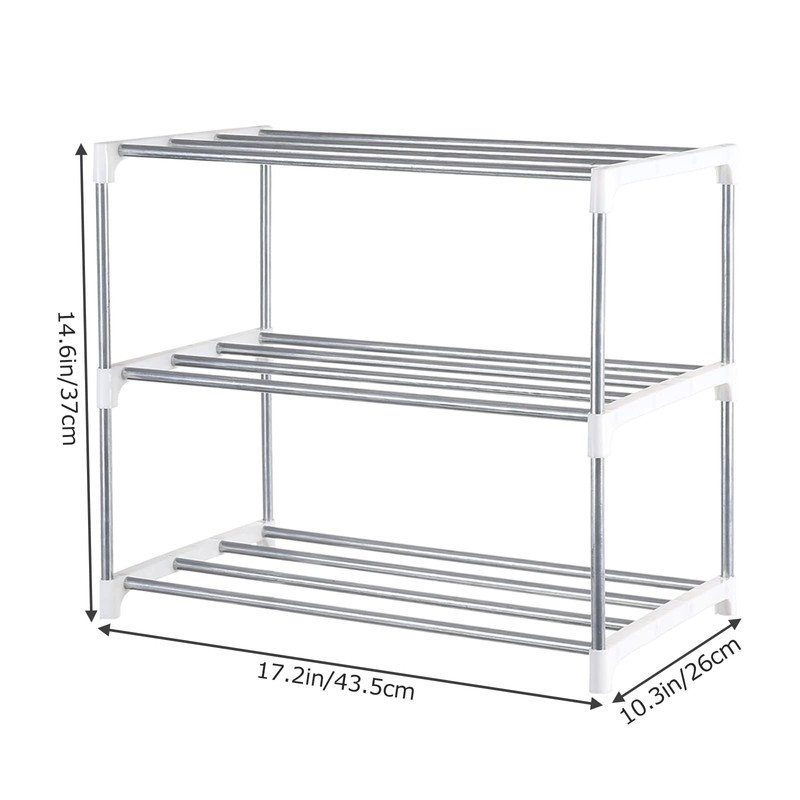 Fouews Small Shoe Rack, Narrow Stackable Shoe Shelf Organizer for
