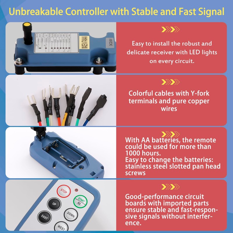 SAGA1-L6 Wireless Crane Remote Control 12-24V 4 Channel Taigate Switch