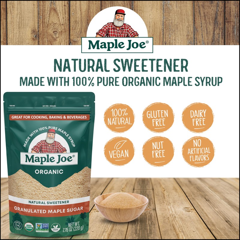 Maple Joe Organic Maple Sugar Granulated, Made With 100% Grade