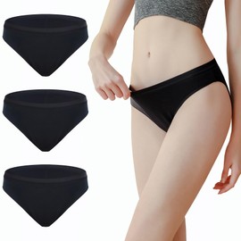 AIRCUTE Washable Absorbent Urinary Incontinence Underwear for Women Girl Bikini Leakproof Panty for Leakage Flow 25ml, 3 Pack (Medium, Black)