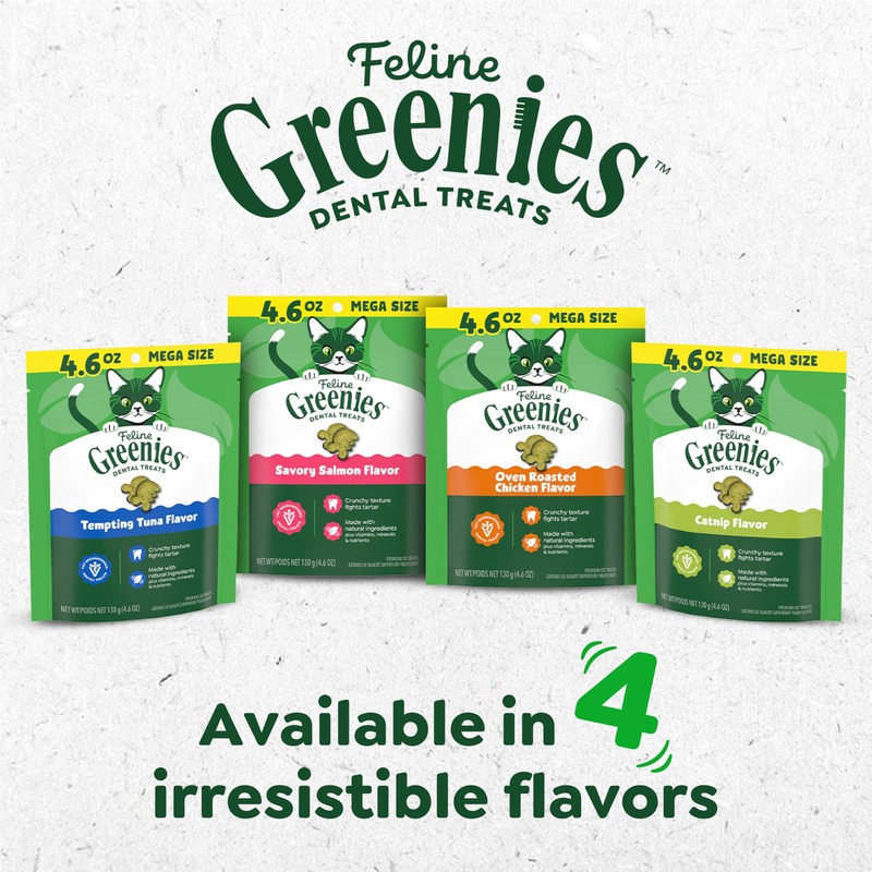 Greenies Cat Treats, Feline Veterinarian-Recommended Adult Natural Dental Cat Treats,