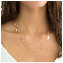 Inilbran Boho Peace Dove Choker Necklace Choker Layered Dove Bird Necklace Choker Gold Love Peace Necklace Vintage Flying Bird Chain Necklace Jewellery for Women and Girls