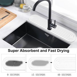 Faucet Mat for Kitchen Sink - Diatomite Stone Sink Tray - Fast Drying Absorbent Mat for Kitchen Faucet - Splash Guard and Bathroom Counter