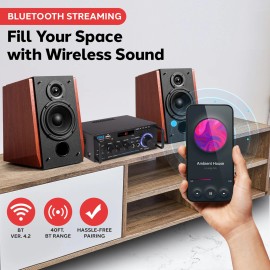 Pyle 200W Bluetooth Stereo Amplifier Dual Channel Mini Amp for Home Theater