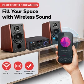 Pyle 200W Bluetooth Stereo Amplifier Dual Channel Mini Amp for Home Theater