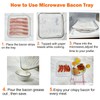 HoPliGhe Microwave Bacon Cooker Pan, Square Glass Bacon Tray for